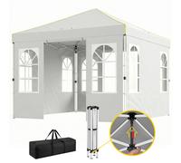 Outsunny Tonnelle pliante 3x3 m Pop-up avec UPF50+ 4 parois amovibles Hauteur réglable et sac de transport Blanc