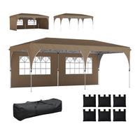Outsunny Tonnelle pliante 6x3 m avec bandes réfléchissantes UPF 50+ montage facile système de verrouillage central imperméable beige