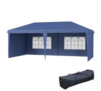 Outsunny Tonnelle pliante 6x3 m Pop-up avec 4 parois amovibles Tonnelle de jardin avec 2 fenêtres et sac de transport Bleu