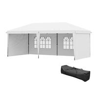 Outsunny Tonnelle pliante 6x3 m pop-up avec 4 parois latérales amovibles tonnelle de jardin avec 2 fenêtres et housse de transport blanc
