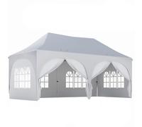 Outsunny Tonnelle pliante barnum imperméable anti-UV 6 parois latérales 6 sacs de sable 12 trous de drainage 3x6m blanc