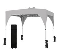 Outsunny Tonnelle pliante Pop-up 3x3 m avec verrouillage central Hauteur réglable Sac de transport à roulettes et sacs de sable Gris