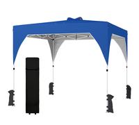 Outsunny Tonnelle pliante pop-up 3x3 m avec verrouillage central Hauteur réglable Sac de transport à roulettes et sacs de sable Bleu