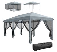 Outsunny Tonnelle pliante tonnelle de jardin extérieure barnum pliant Pop-up pavillon de terrasse 6 x 3 m Anti-UV moustiquaires amovibles + Sac de Transport Gris