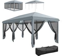Outsunny Tonnelle pliante tonnelle de jardin extšŠrieure barnum pliant Pop-up pavillon de terrasse 6 x 3 m Anti-UV moustiquaires amovibles + Sac de Transport Gris