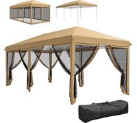 Outsunny Tonnelle pliante tonnelle de jardin extšŠrieure barnum pliant Pop-up pavillon de terrasse 6 x 3 m Anti-UV moustiquaires amovibles + Sac de Transport Beige