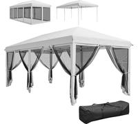 Outsunny Tonnelle pliante tonnelle de jardin extšŠrieure barnum pliant Pop-up pavillon de terrasse 6 x 3 m Anti-UV moustiquaires amovibles + Sac de Transport Blanc