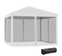 Outsunny Tonnelle Pop-up Barnum Pliant Style Colonial 3 x 3 m 4 moustiquaires + Sac de Transport crème