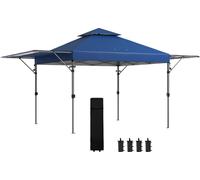 Outsunny Tonnelle pop-up jardin barnum Pliant 5 x 3 m, tissu oxford avec 2 parois ršŠglables, facile š€ monter, sac š€ transport š€ roulettes inclus bleu