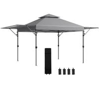 Outsunny Tonnelle pop-up jardin barnum Pliant 5 x 3 m, tissu oxford avec 2 parois ršŠglables, facile š€ monter, sac š€ transport š€ roulettes inclus gris