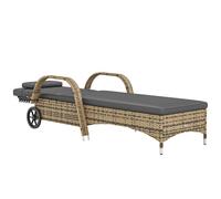 Outsunny Transat bain de soleil matelas inclinaison réglable multipositions accoudoirs roulettes 200 x 73 x 30-103 cm jaune