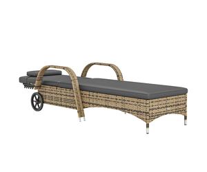 Outsunny Transat bain de soleil matelas inclinaison réglable multipositions accoudoirs roulettes 200 x 73 x 30-103 cm jaune