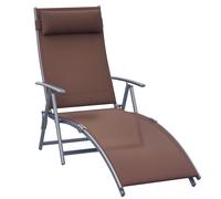 Outsunny transat chaise longue bain de soleil pliable dossier inclinable multi-positions têtière fournie 137L x 64l x 101H cm métal époxy textilène