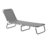 Outsunny Transat de Jardin Pliable avec Dossier Réglable, Acier et Tissu Oxford, 188x56x28cm, Gris