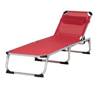 Outsunny Transat pliable de jardin avec coussin transat avec dossier inclinable sur 4 positions transat de camping jusqu'à 120 kg pour parc extérieur, jardin, Rouge