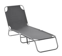 Outsunny Bain de Soleil transat Pliable Dossier réglable Multipositions métal et Polyester Gris