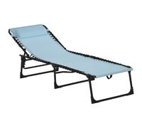 Outsunny Transat pliant, revêtement respirant, cadre métallique, 189 x 58 x 30 cm, Bleu-vert