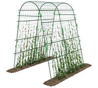Outsunny Treillis Arche à concombres grimpantes 6,8' Vert | Extérieur cadre en A, acier revêtu plastique, filet grimpeur, support légumes pois fruits vignes