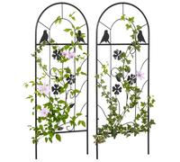 Outsunny Treillis de jardin lot de 2 support pour plantes grimpantes en métal 38 x 98 cm noir Aosom France