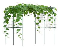 Outsunny Treillis en Acier Inoxydable Support pour rosiers avec Triangle de Soutien 223x223x223 cm Arche de rosiers pour Plantes grimpantes Jardin Treillis pour Plantes d'intérieur Treillis pour