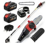 Outsunny Tronçonneuse Électrique Extensible 1,94-2,56 m avec 2 Batteries 4,0 Ah Chargeur Double Verrouillage Lubrification Automatique