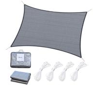 Outsunny Voile d'ombrage rectangulaire 6 x 4 m polyšŠthylššne Haute densitšŠ Protection UV Avec sac de rangement - Coloris gris