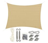 Outsunny Voile d'ombrage rectangulaire grande taille 4 x 3 m polyéthylène haute densité HDPE résistant aux UV beige Aosom France