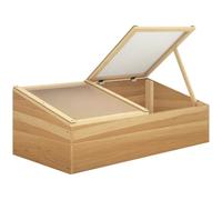 Outsunny Wooden Cold Frame Greenhouse Garden 100 x 50 x 36 cm Natural | Polycarbonate Grow House, Independent Openable Top Covers, for Flowers, Vegetables, Plants