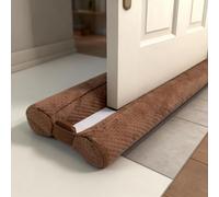 OUTTDID Boudin de Porte Isolant Froid Double Joint pour Porte - sans Colle - Bas de Porte Isolation Anti Bruit Poussière Stop à l'air Froid Anti Souris Insectes, Marron, 76-91cm