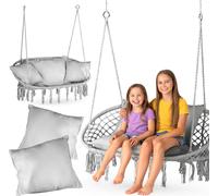 Outtec® Fauteuil suspendu XXL avec coussin - jusqu'à 200 kg, 2 places - fauteuil à suspendre - panier suspendu, balançoire de jardin, balançoire pour jardin, terrasse, balcon