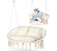 Outtec® Fauteuil suspendu XXL avec coussin - jusqu'à 200 kg, 2 places - fauteuil à suspendre - panier suspendu, balançoire de jardin, balançoire pour jardin, terrasse, balcon