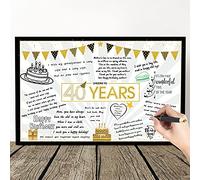 Outus Carte Anniversaire Géante 40 Ans Carte de Voeux de Message Happy 40th Birthday Étoile Ballon Noir or Géant Décoration de Fête d'Anniversaire Livre d'Or Affiche de Signe Alternatif