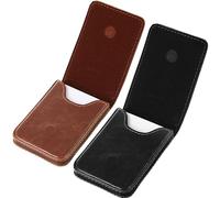 Outus Lot de 2 porte-cartes de visite, porte-cartes de visite en cuir synthétique avec fermeture magnétique (noir, café clair)