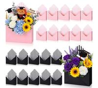 Outus Lot de 20 boîtes à enveloppes en papier vides pour fête des mères - Pour bouquet de fleurs - Pour arrangements cadeaux, décoration d'anniversaire, fête de mariage - Noir et rose