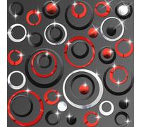 Outus Lot de 72 autocollants muraux ronds amovibles en acrylique pour salon, chambre à coucher, décoration d'intérieur (noir, argent, rouge)