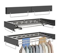 OUUTMEE Etendoir à Linge Mural, Dimensions Dépliées: 80.5 x 40 x 10CM, Noir | Séchoir Pliable, Intérieur et Extérieur, Rabattable, 5 Tiges en Acier Inoxydable de 80.5 cm, Économiseur d'Espace