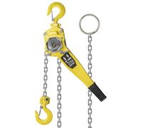 OUUTMEE Palan Manuel à Chaîne, 3 T Palan à Levier Manuel, Hauteur de Levage 3 M, Palan à Chaîne en Acier au Carbone G80 avec Crochet pour Entrepôt, Garage et Quai d'Usine (Jaune)