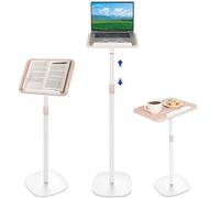 OUUTMEE Support de Lecture en Métal, 26,5 x 39 x 170 CM, Blanc | Réglable en Hauteur de 50-170cm, Pliable, Stable, Bureau Portable Pour Ordinateur Portable, Tablette et Livres