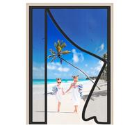 Ouverture Latérale Moustiquaire Porte 225x210cm Moustiquaire Baie Vitree Coulissante Magnétique Avec Aimants et Bande Adhesive Sans Percer Garde l'Air Frais à l'Intérieur pour Balcon Noir