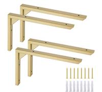 Ouvin Supports d'étagère très résistants de 25,4 cm, lot de 4, supports muraux en or en fer pour étagères, supports triangulaires robustes avec vis pour cuisine, bibliothèque (Or)