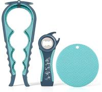 Ouvre-bocal pour mains faibles, personnes âgées souffrant d'arthrite, décapsuleur multifonction 5 en 1 pour mains arthritiques avec caoutchouc antidérapant