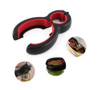 Ouvre-Boîte Manuel - Multifonction - ABS et Acier Inoxydable - Design Ergonomique - 6 en 1 - Noir Rouge