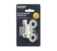 COOK CONCEPT - KU6230, Ouvre-Boîte Papillon Manuel en Métal, Accessoire de Cuisine Essentiel, Facile à Utiliser, Dimensions 7,40 x 4,70 x 2,70 cm, Couleur Rouge/Blanc
