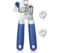Ouvre-boîtes en acier inoxydable de la marque Ibenzoa, avec aimant, coupe nette, lames en acier à haute teneur en carbone, 2 lames de rechange, et manche ergonomique en matériau souple