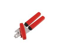 Fackelmann 09141 Ouvre boite, ouvre boite de conserve, ouvre bouteille 3 en 1, accessoires pour gaucher, Acier inoxydable, Plastique, 17 cm, Rouge/Argent
