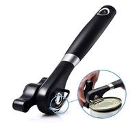 Ouvre-boîtes Ibenzoa® avec mécanisme de sécurité – poignée ergonomique antidérapante en matériau souple, acier inoxydable de qualité alimentaire, coupe proprement sans bords tranchants, lavable au lav