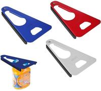 Ouvre-boîtes multifonction en acier et caoutchouc, 17 cm, argent, rouge, bleu