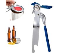 Ouvre-boîtes, ouvre-bouteilles - Ustensile de cuisine, manuel - Pour une utilisation quotidienne en cuisine - Acier inoxydable - 15 cm - Bleu
