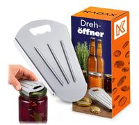 Ouvre-bouchon universel KADAX en acier inoxydable, pour ouvrir les bocaux, les bouteilles avec bouchon à vis, les bouteilles avec bouchon à capsule et les pots en verre. (16 x 9,5 cm)