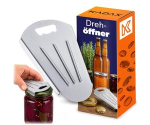 Ouvre-bouchon universel KADAX en acier inoxydable, pour ouvrir les bocaux, les bouteilles avec bouchon à vis, les bouteilles avec bouchon à capsule et les pots en verre. (16 x 9,5 cm)